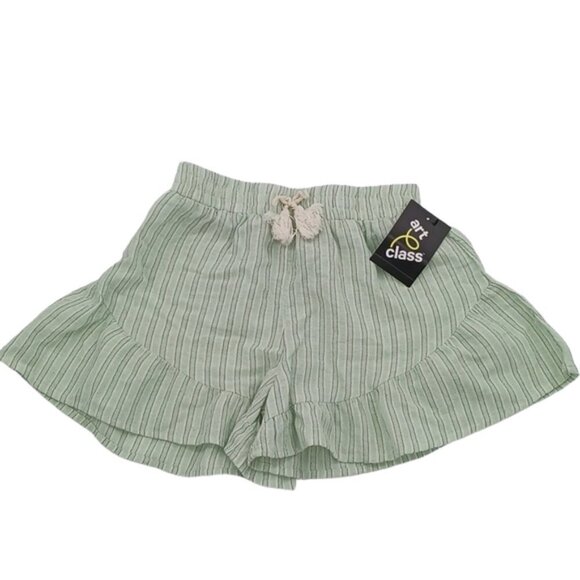 Art Class Shorts Mid Rise Ruffle Mint Striped Elastic Waist Youth Girls - Picture 2 of 8